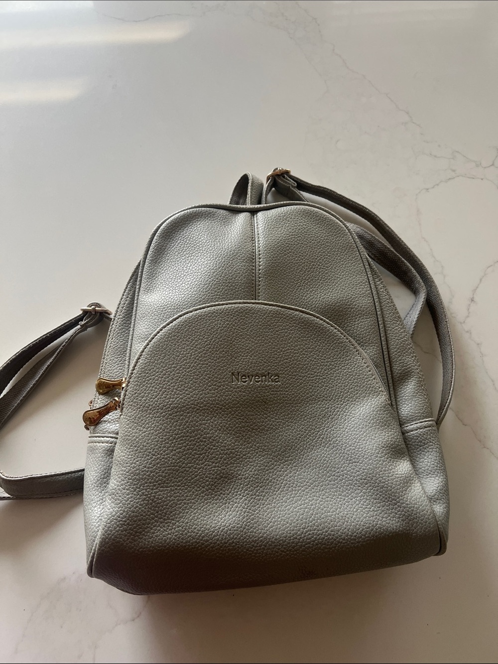 Grey Women’s Leather Backpack